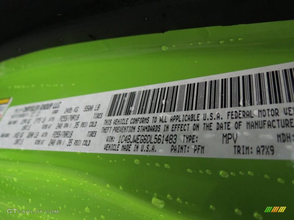 2013 Wrangler Unlimited Color Code PFM for Gecko Green Pearl Photo #73735745