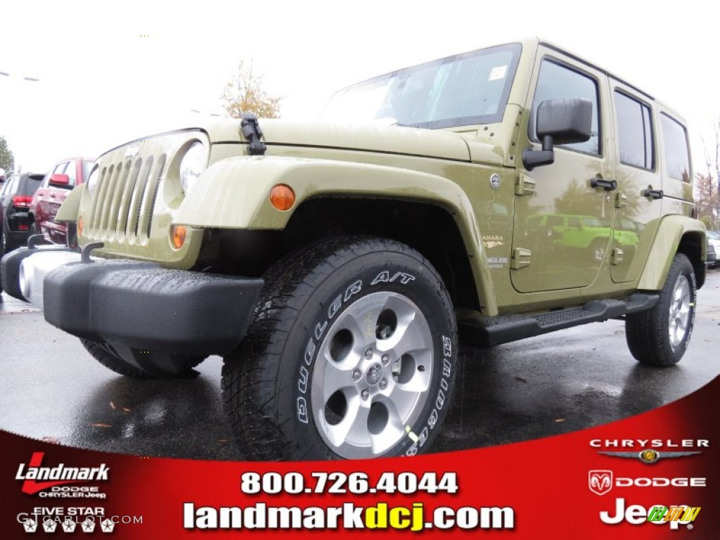2013 Wrangler Unlimited Sahara 4x4 - Commando Green / Black photo #1