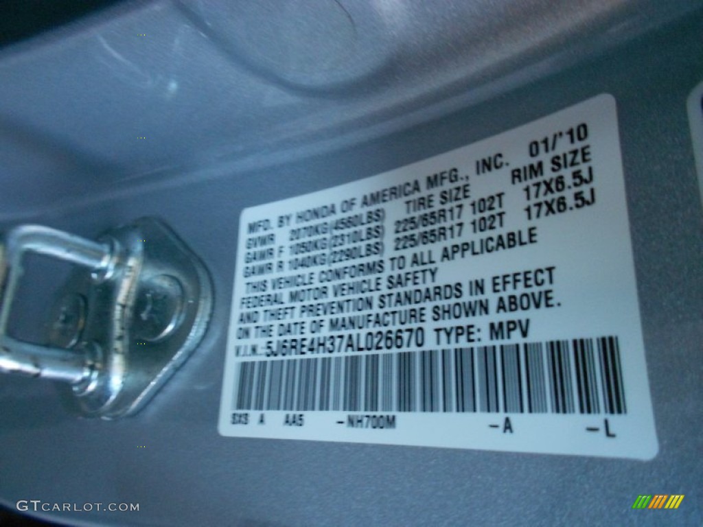 2010 CR-V LX AWD - Alabaster Silver Metallic / Gray photo #17