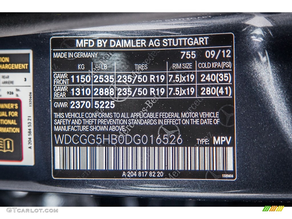 2013 GLK Color Code 755 for Steel Grey Metallic Photo #73739642