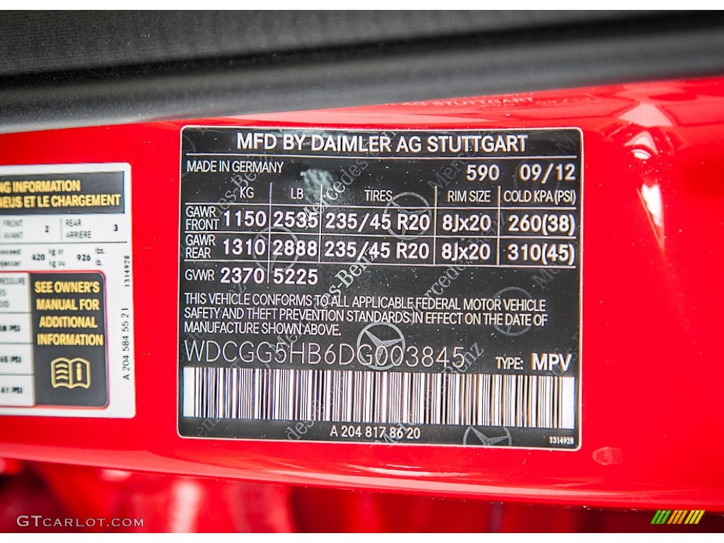 2013 GLK Color Code 590 for Mars Red Photo #73740392
