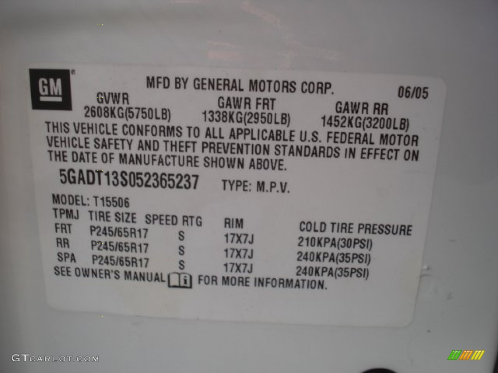 2005 Rainier CXL AWD - Frost White / Gray photo #15