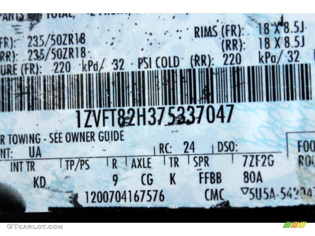 2007 Mustang Color Code UA for Black Photo #73740488