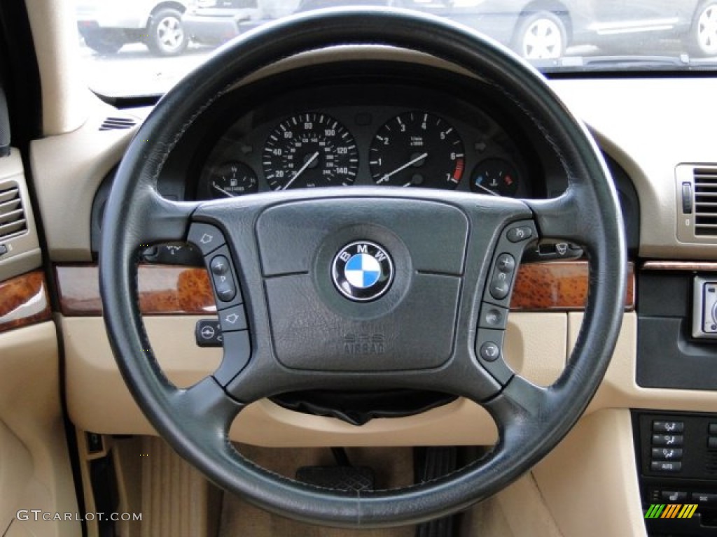 2001 BMW 5 Series 530i Sedan Sand Beige Steering Wheel Photo #73740778