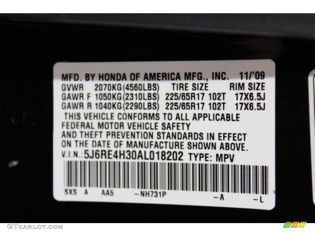 2010 CR-V LX AWD - Crystal Black Pearl / Black photo #25