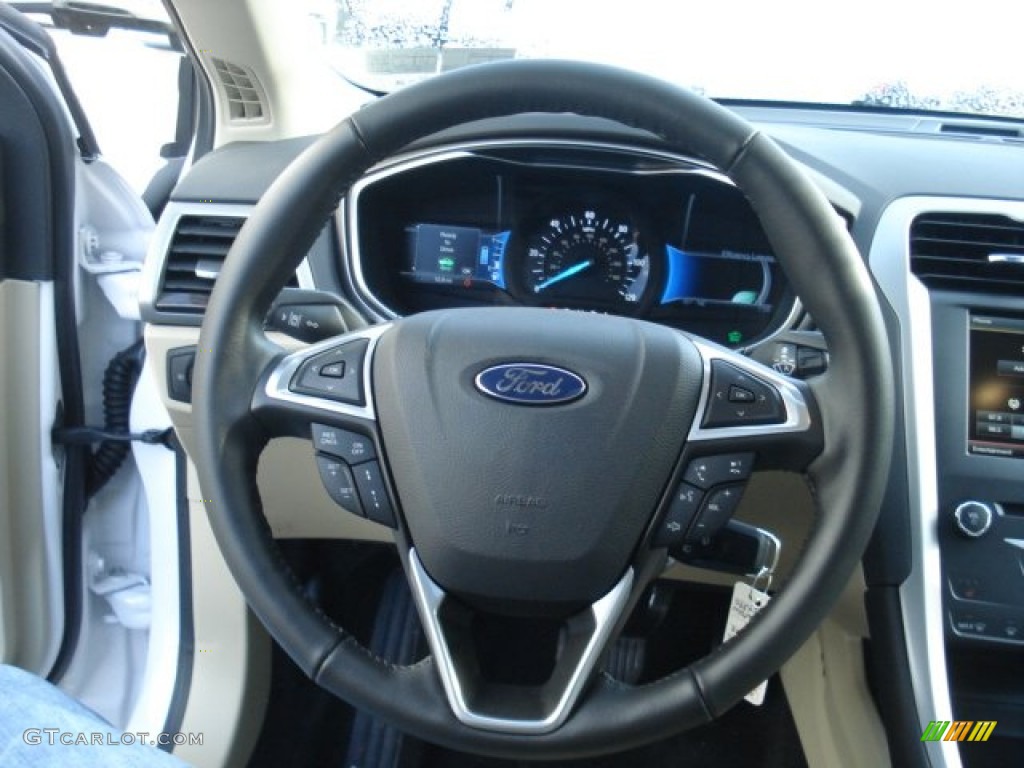 2013 Ford Fusion Hybrid SE Charcoal Black Steering Wheel Photo #73744124