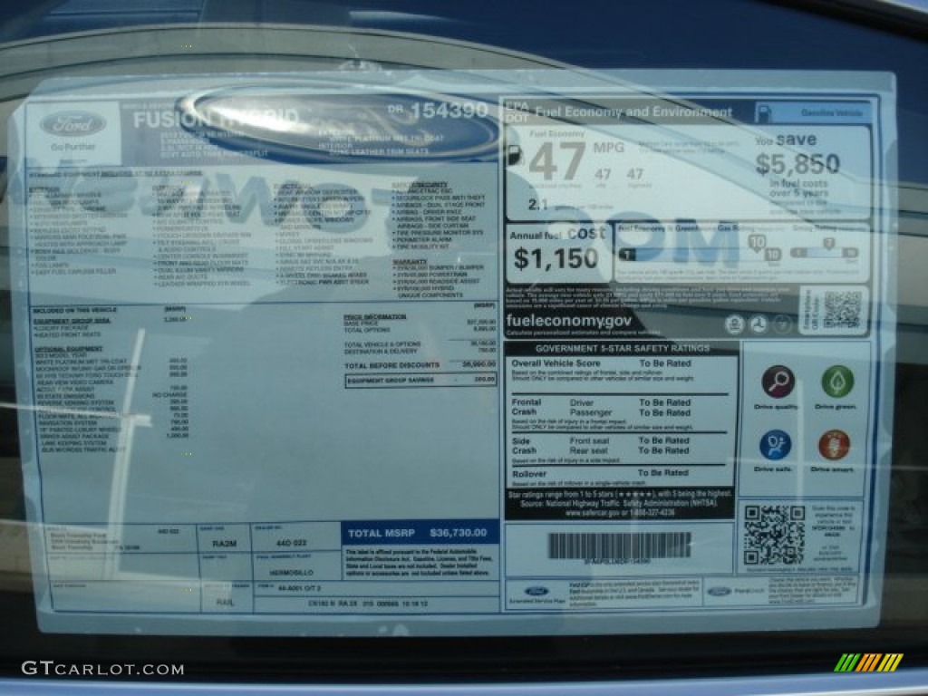 2013 Ford Fusion Hybrid SE Window Sticker Photo #73744162