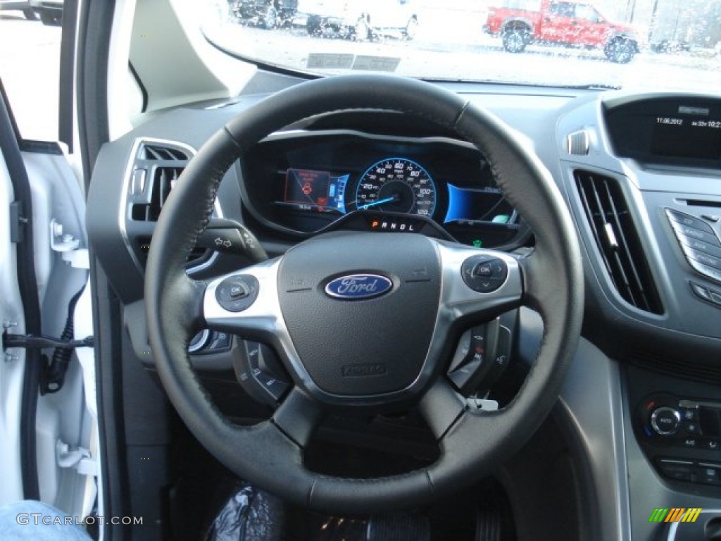 2013 Ford C-Max Hybrid SE Charcoal Black Steering Wheel Photo #73744649