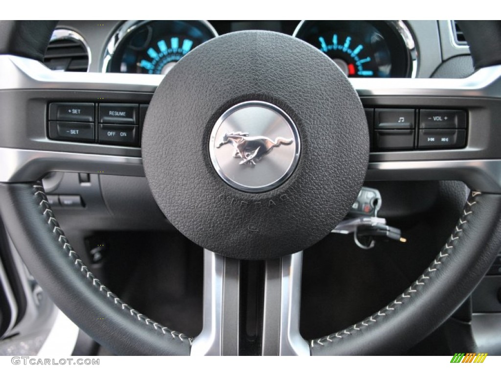 2012 Ford Mustang V6 Coupe Charcoal Black Steering Wheel Photo #73746062