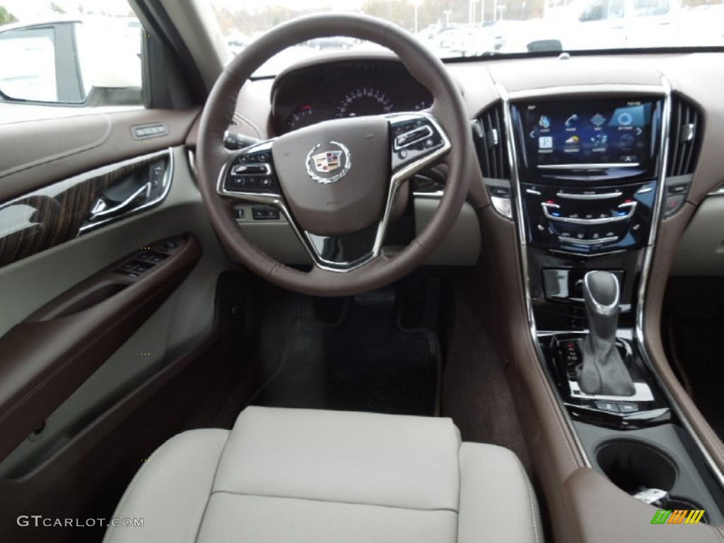 2013 Cadillac ATS 2.5L Luxury Light Platinum/Brownstone Accents Dashboard Photo #73747454