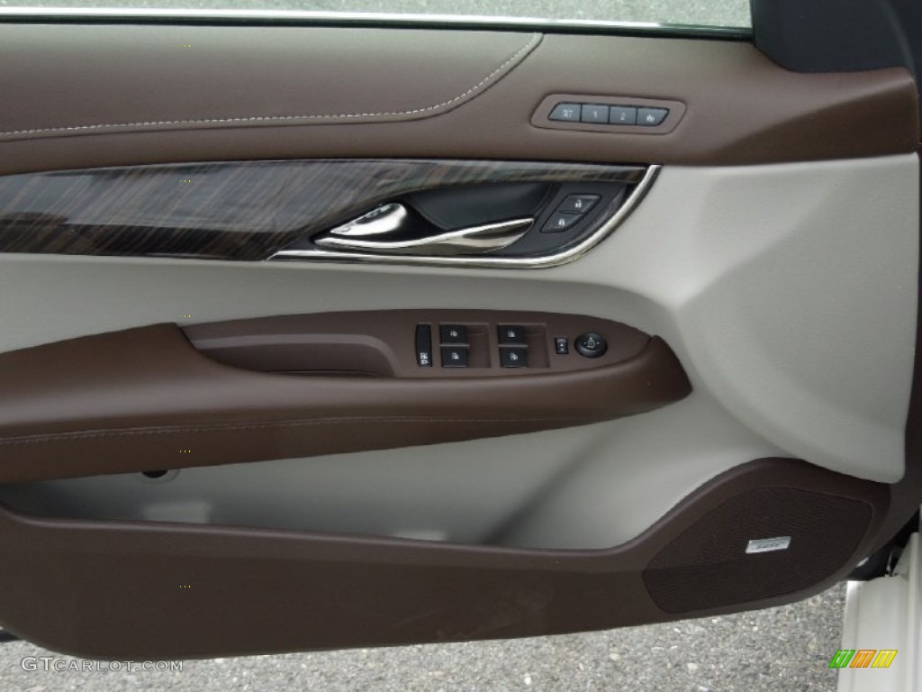 2013 Cadillac ATS 2.0L Turbo Luxury Light Platinum/Brownstone Accents Door Panel Photo #73748674