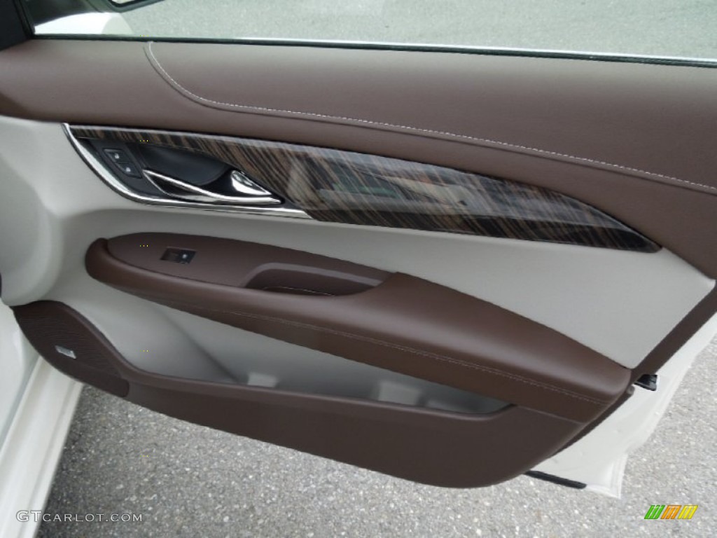 2013 Cadillac ATS 2.0L Turbo Luxury Light Platinum/Brownstone Accents Door Panel Photo #73748768