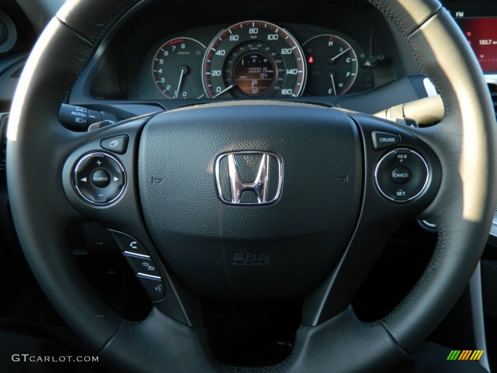 2013 Honda Accord EX-L V6 Coupe Black Steering Wheel Photo #73752098