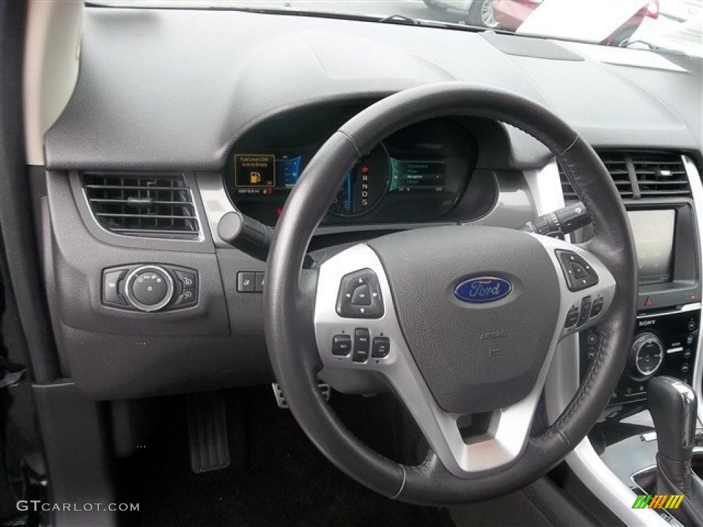 2013 Ford Edge Sport Charcoal Black/Liquid Silver Smoke Metallic Steering Wheel Photo #73753420