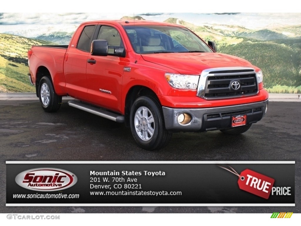 2010 Tundra SR5 Double Cab 4x4 - Radiant Red / Sand Beige photo #1
