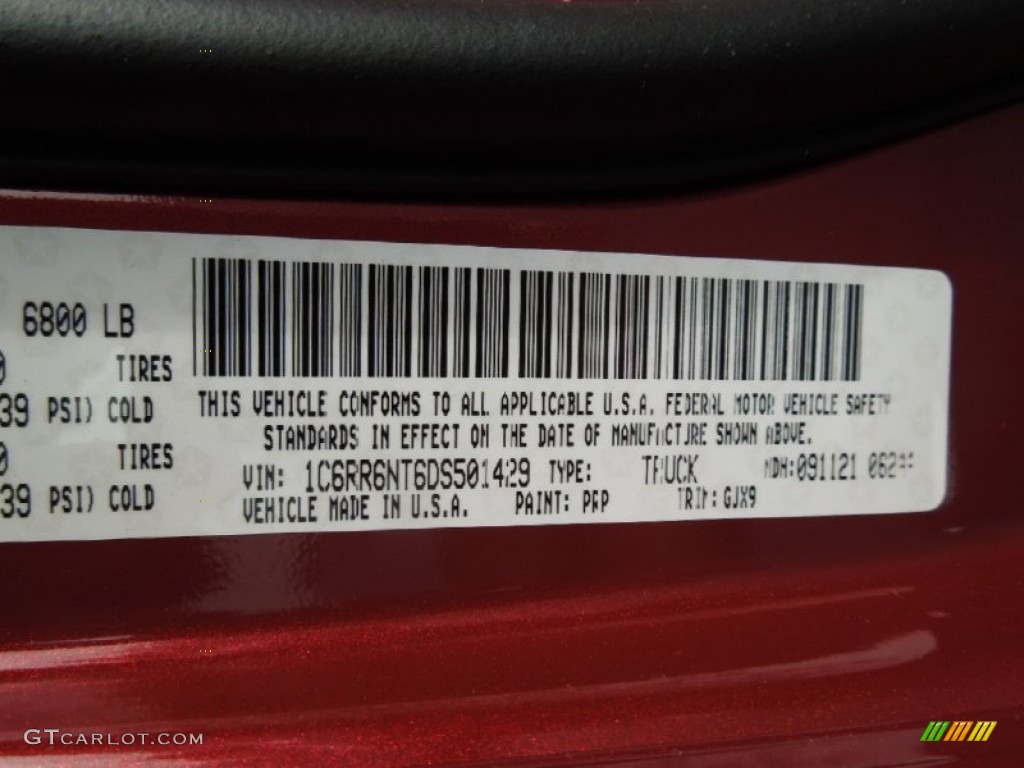 2013 1500 Color Code PRP for Deep Cherry Red Pearl Photo #73760318
