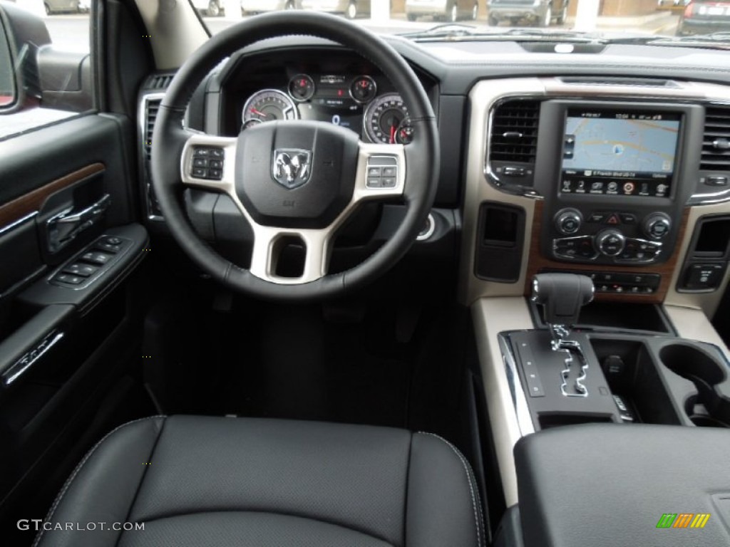 2013 Ram 1500 Laramie Crew Cab Black Dashboard Photo #73760657