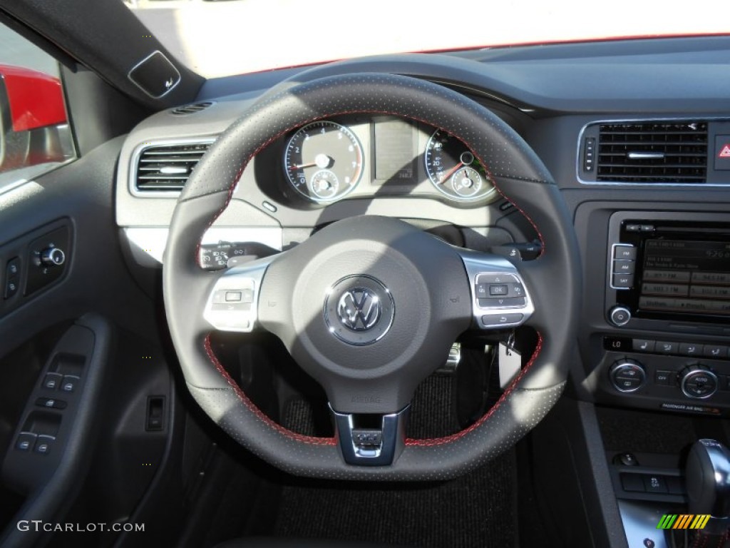 2013 Volkswagen Jetta GLI Autobahn Titan Black Steering Wheel Photo #73763177
