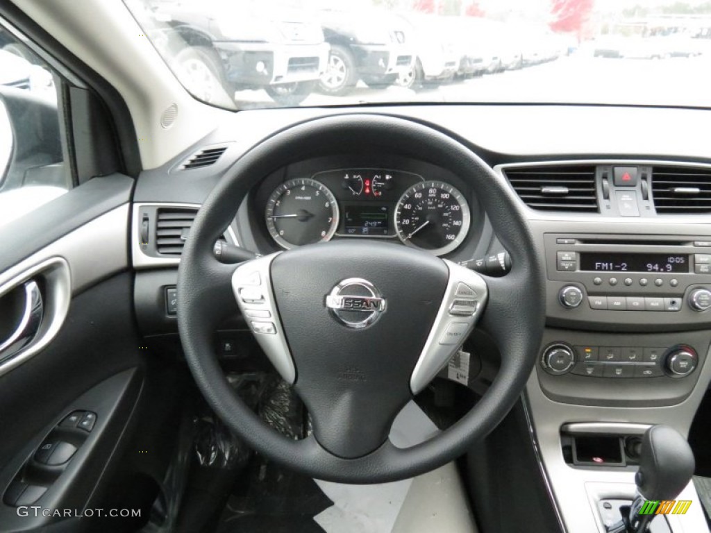 2013 Nissan Sentra SV Charcoal Steering Wheel Photo #73768973