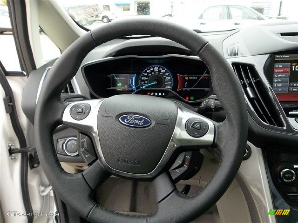 2013 Ford C-Max Hybrid SE Medium Light Stone Steering Wheel Photo #73770968