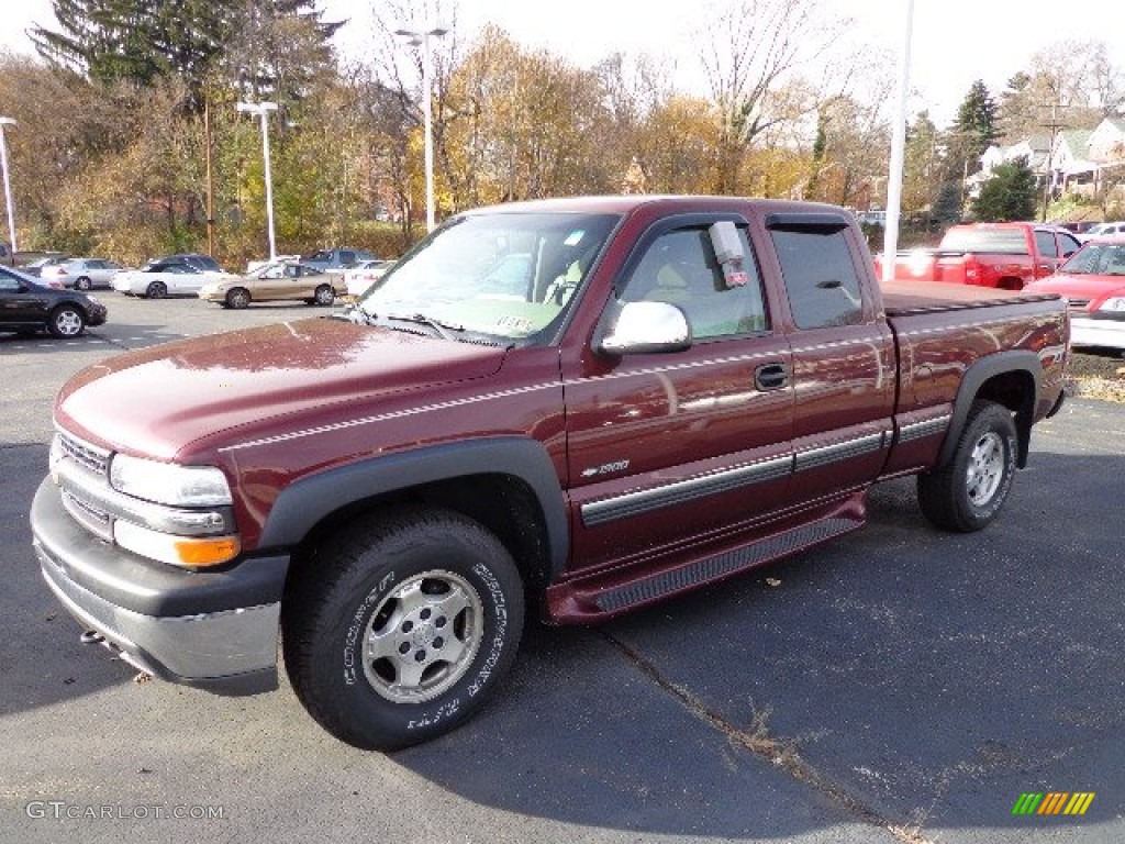 2001 Silverado 1500 LS Extended Cab 4x4 - Dark Carmine Red Metallic / Tan photo #2