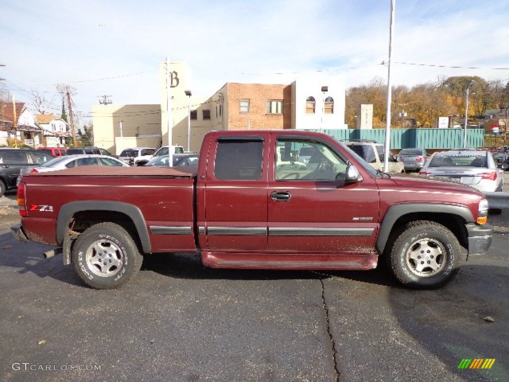 2001 Silverado 1500 LS Extended Cab 4x4 - Dark Carmine Red Metallic / Tan photo #12