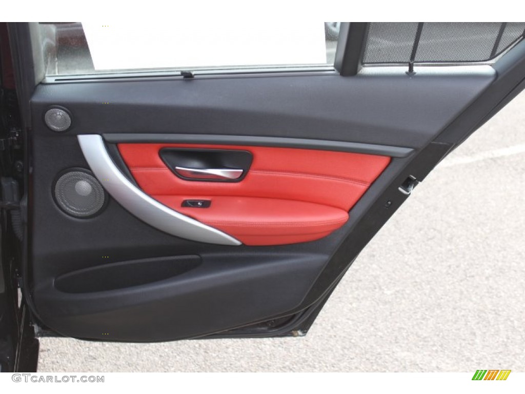 2012 BMW 3 Series 328i Sedan Coral Red/Black Door Panel Photo #73778228