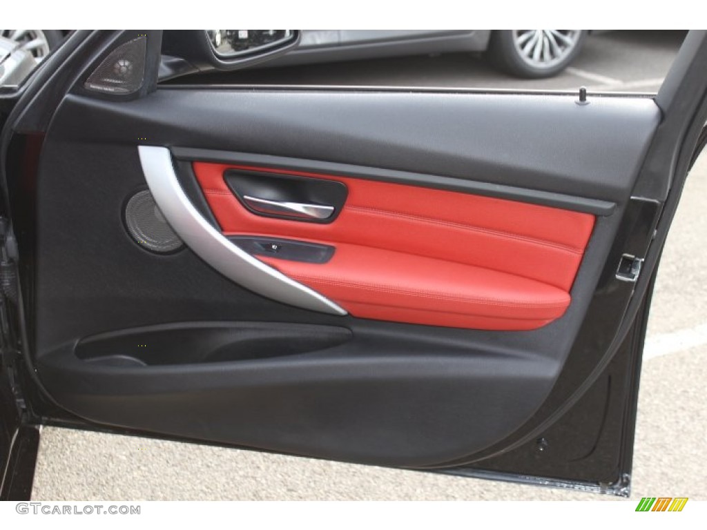 2012 BMW 3 Series 328i Sedan Coral Red/Black Door Panel Photo #73778258