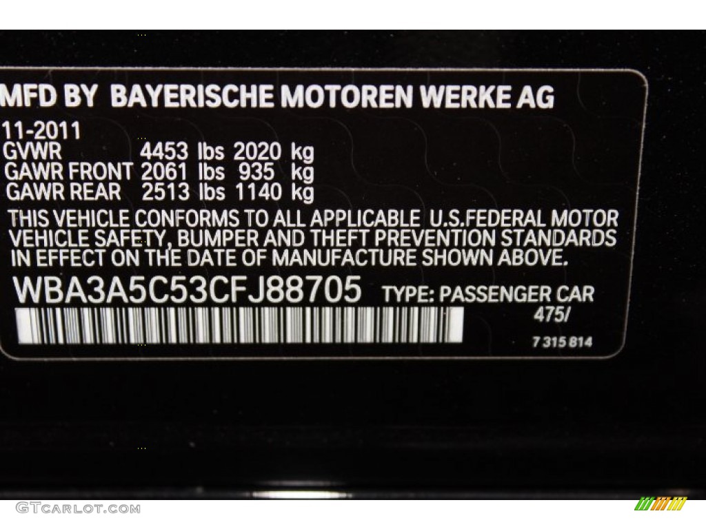 2012 3 Series Color Code 475 for Black Sapphire Metallic Photo #73778369