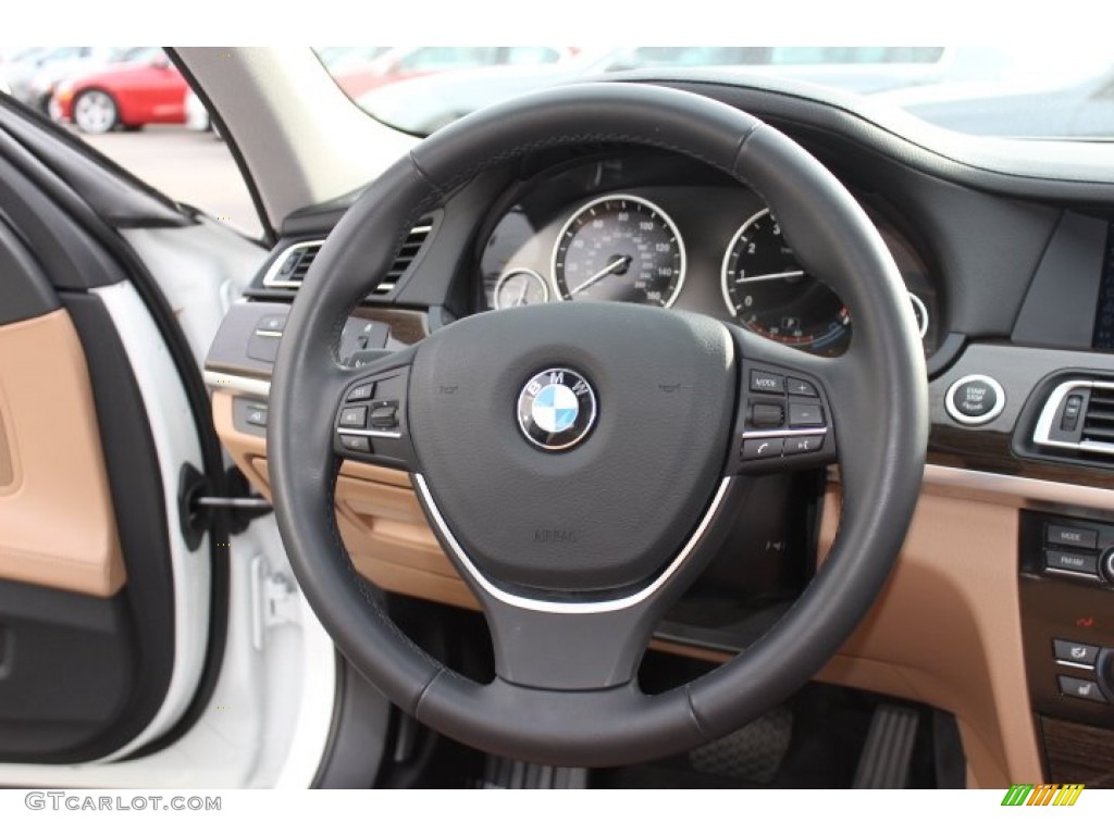 2012 BMW 7 Series 750Li Sedan Saddle/Black Steering Wheel Photo #73778634