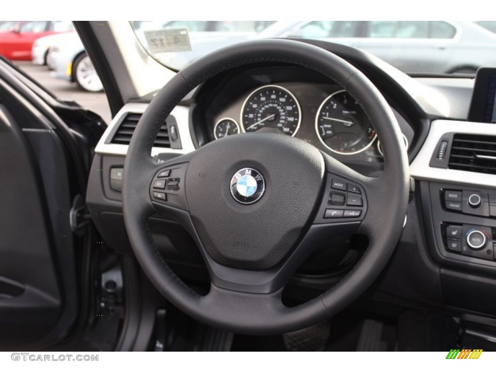2012 BMW 3 Series 328i Sedan Black Steering Wheel Photo #73781882