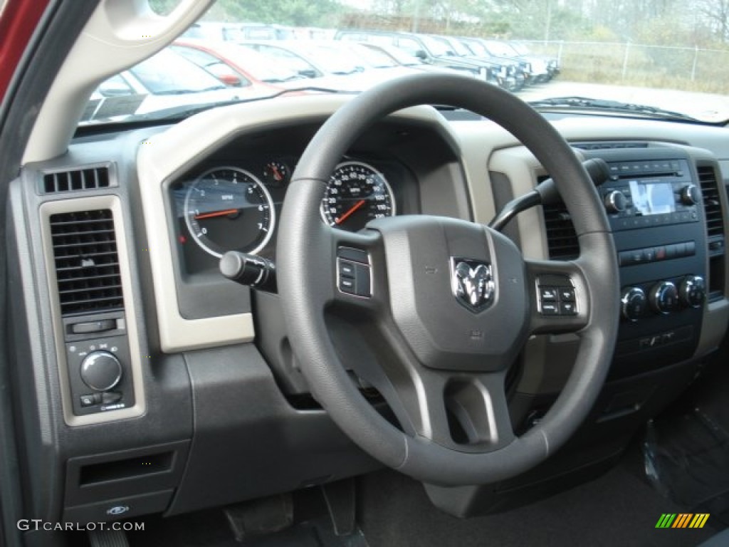 2012 Dodge Ram 1500 ST Quad Cab 4x4 Dark Slate Gray/Medium Graystone Steering Wheel Photo #73782671