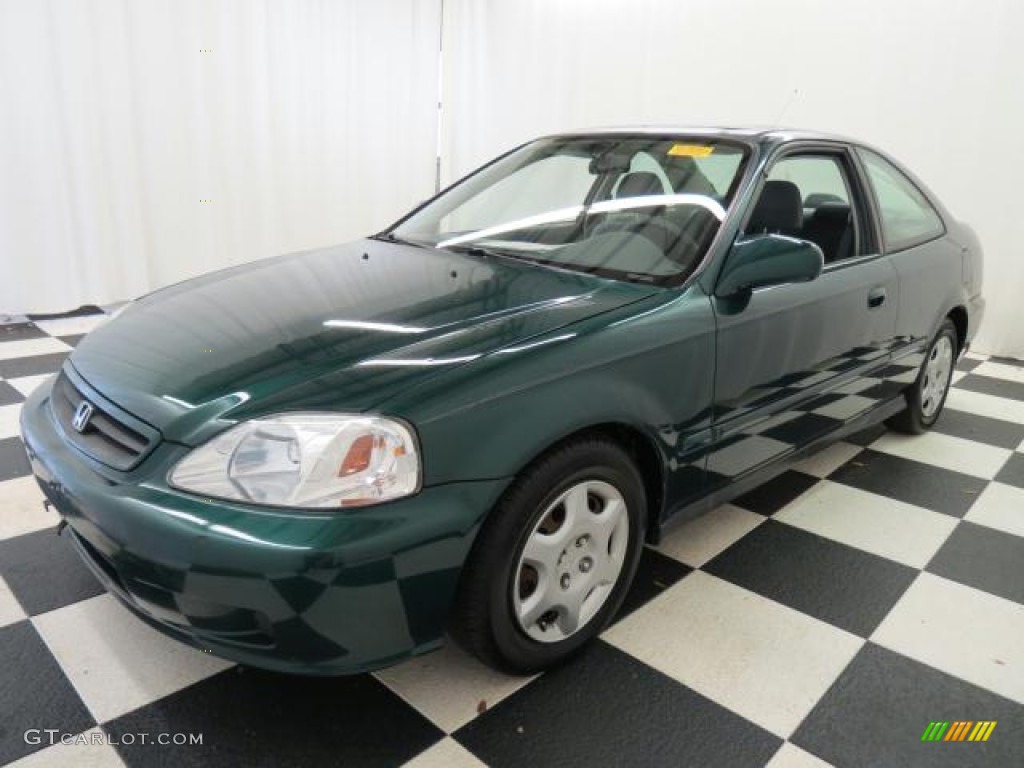 1999 Civic EX Coupe - Clover Green Pearl / Gray photo #3