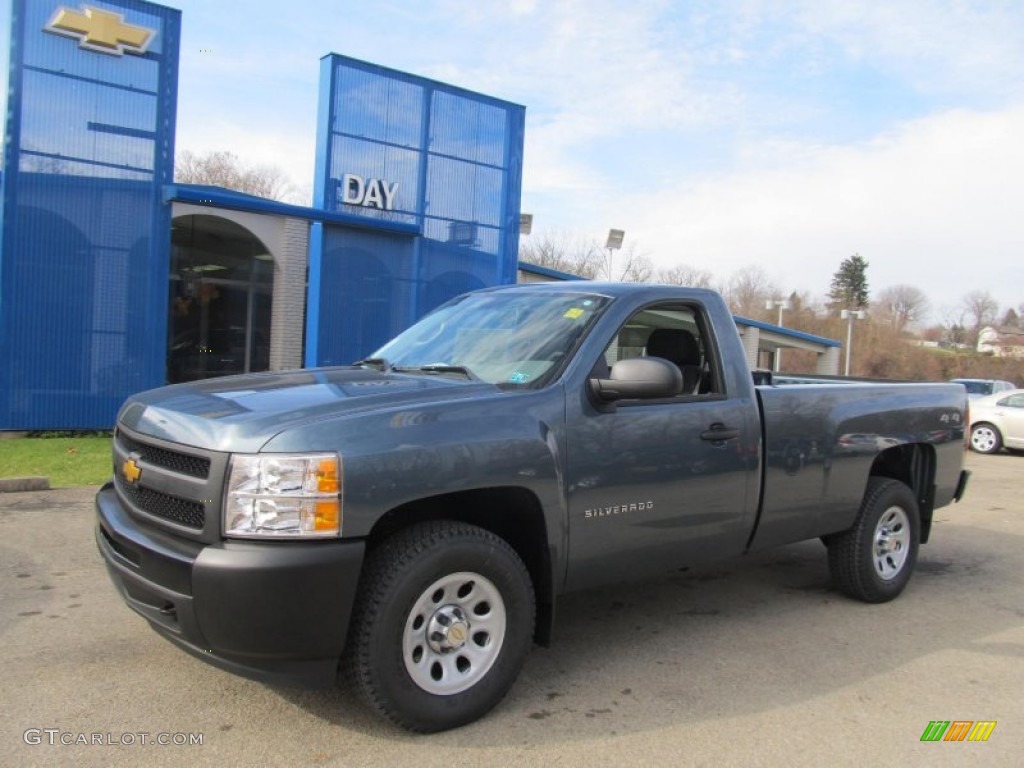 2013 Silverado 1500 Work Truck Regular Cab 4x4 - Blue Granite Metallic / Dark Titanium photo #1