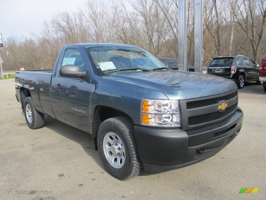 2013 Silverado 1500 Work Truck Regular Cab 4x4 - Blue Granite Metallic / Dark Titanium photo #11