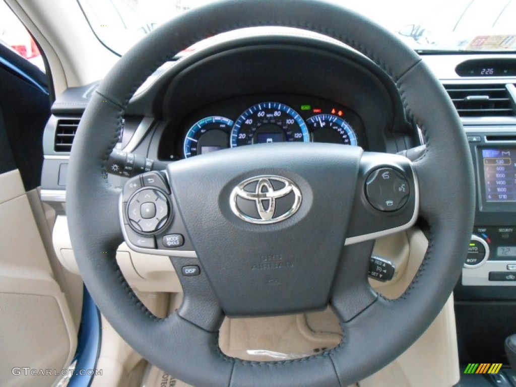 2012 Toyota Camry Hybrid XLE Ivory Steering Wheel Photo #73791230