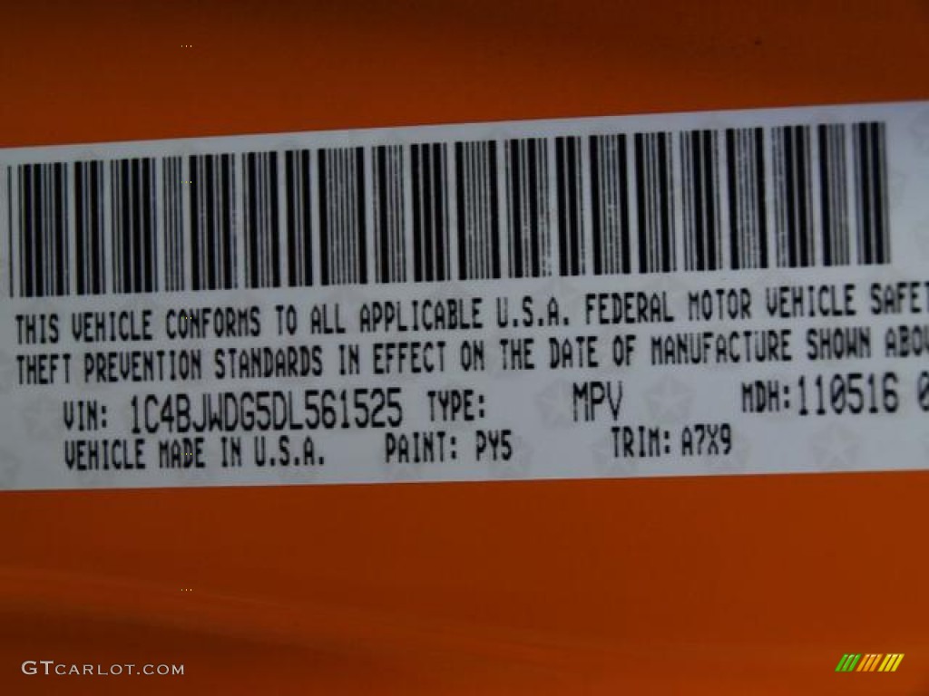 2013 Wrangler Unlimited Color Code PY5 for Dozer Yellow Photo #73793024