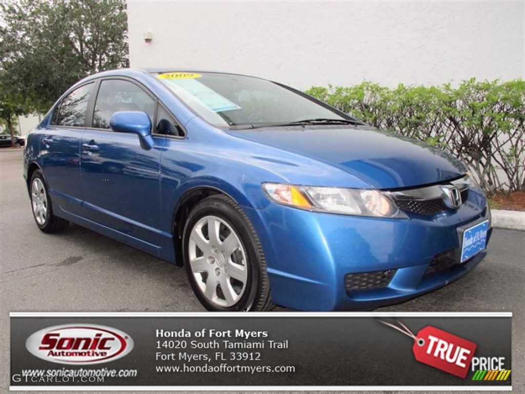 2009 Civic LX Sedan - Atomic Blue Metallic / Gray photo #1