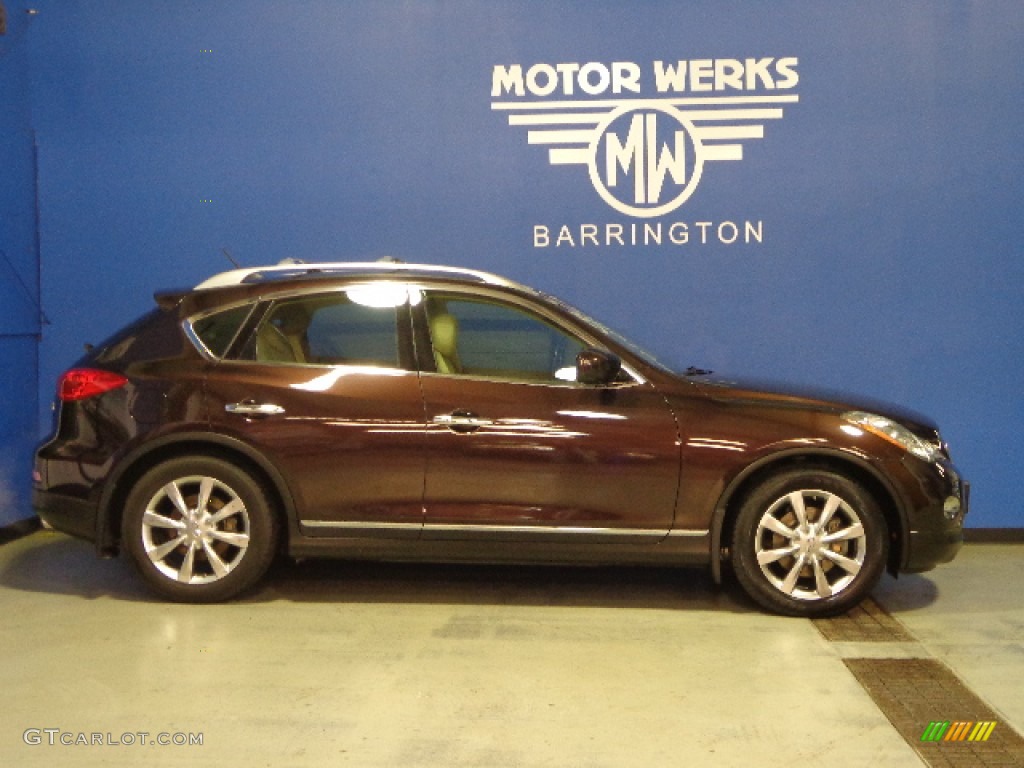 2008 EX 35 AWD - Dark Currant Red / Wheat photo #10