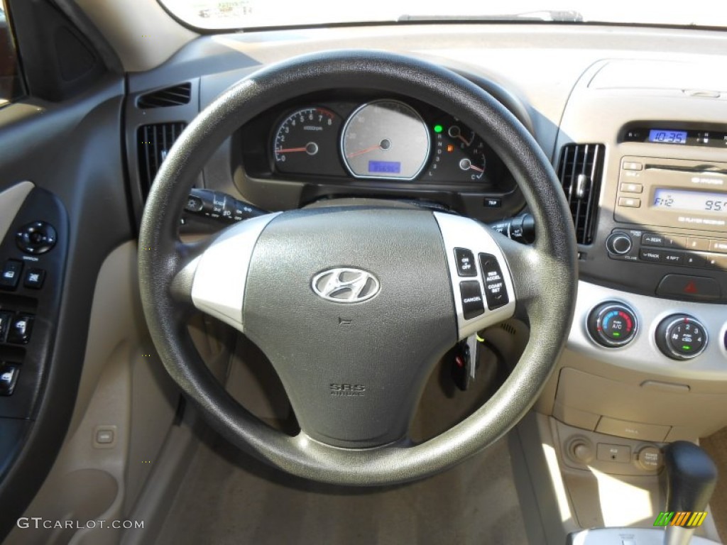 2007 Hyundai Elantra GLS Sedan Beige Steering Wheel Photo #73803407