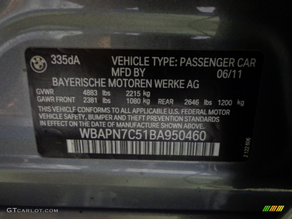 2011 3 Series 335d Sedan - Space Gray Metallic / Black Dakota Leather photo #35