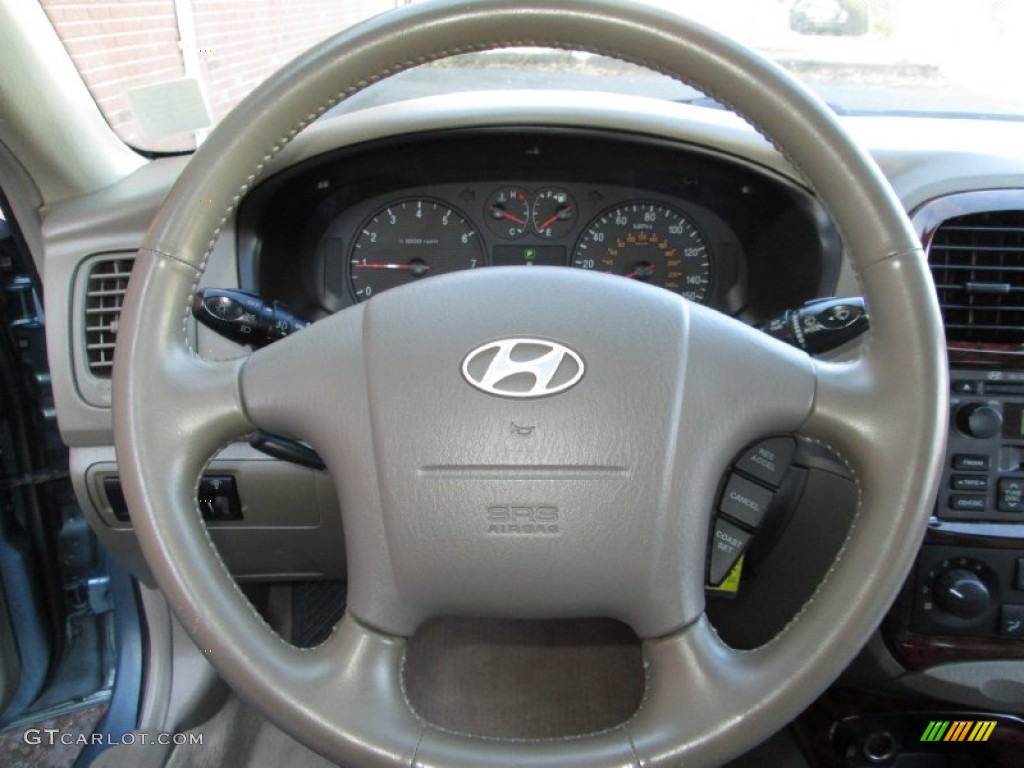 2005 Hyundai Sonata LX V6 Beige Steering Wheel Photo #73810187