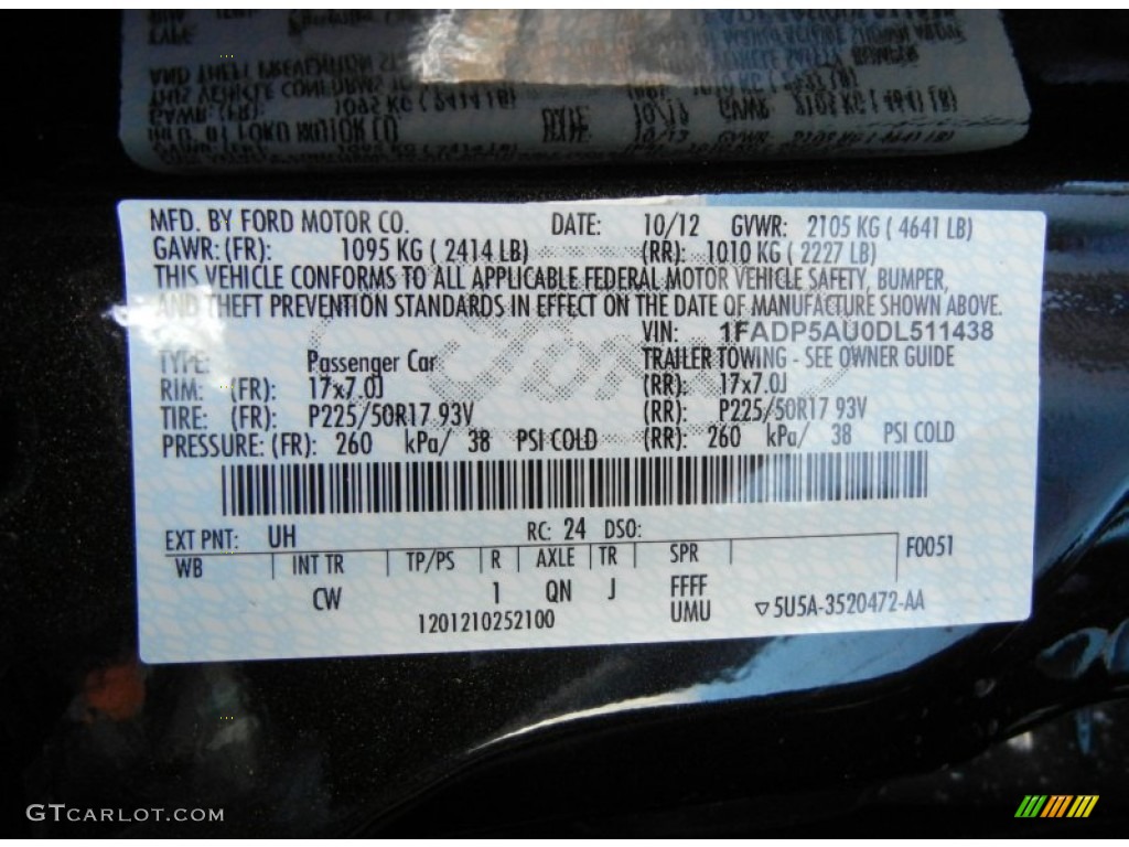 2013 C-Max Color Code UH for Tuxedo Black Photo #73812089