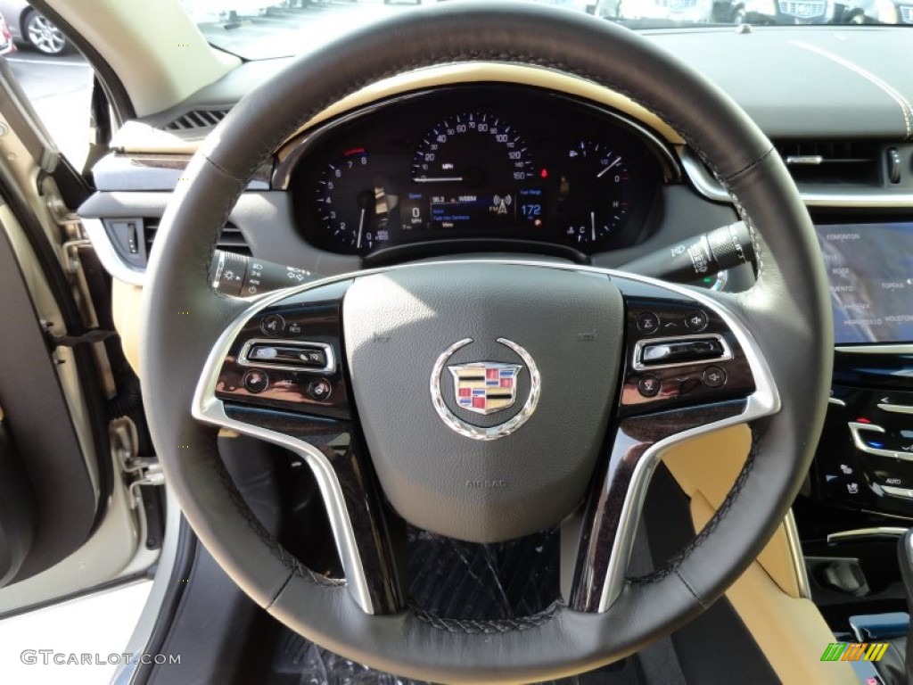 2013 Cadillac XTS Luxury AWD Caramel/Jet Black Steering Wheel Photo #73823189