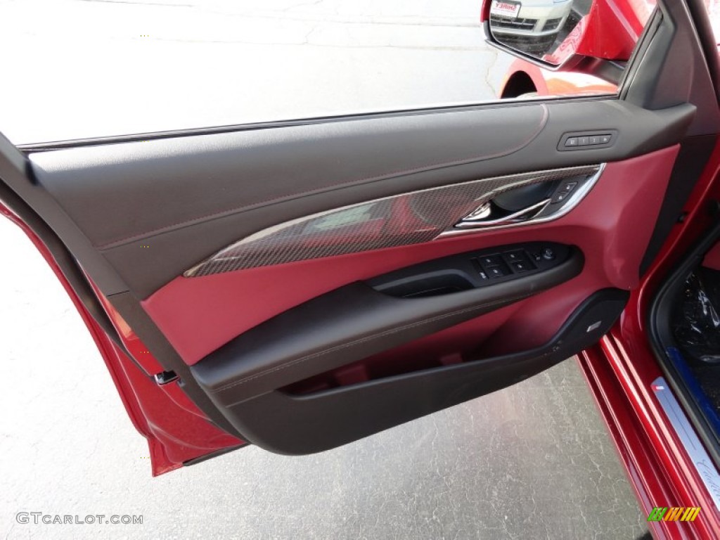 2013 Cadillac ATS 2.0L Turbo Luxury AWD Morello Red/Jet Black Accents Door Panel Photo #73823831