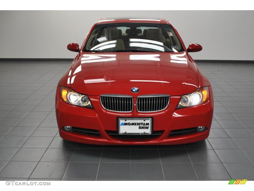 2006 3 Series 330i Sedan - Electric Red / Beige photo #6