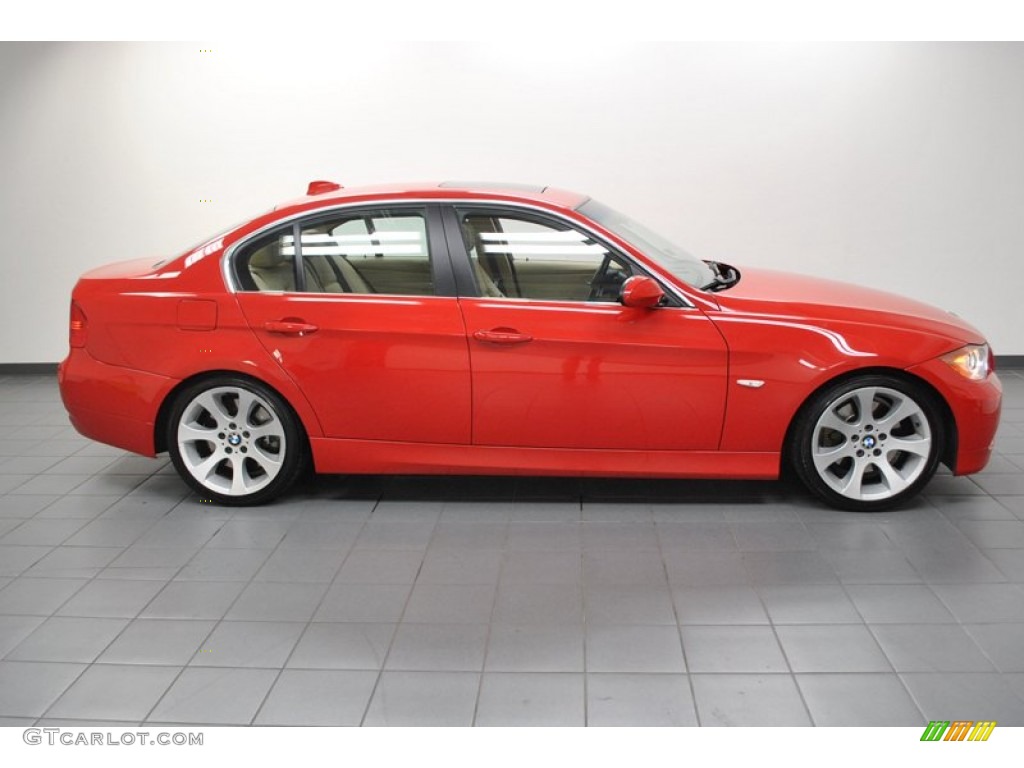 2006 3 Series 330i Sedan - Electric Red / Beige photo #7