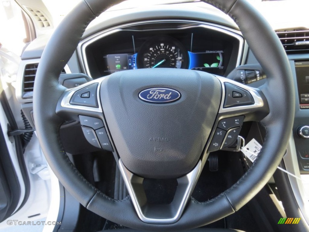 2013 Ford Fusion Hybrid SE Charcoal Black Steering Wheel Photo #73830362