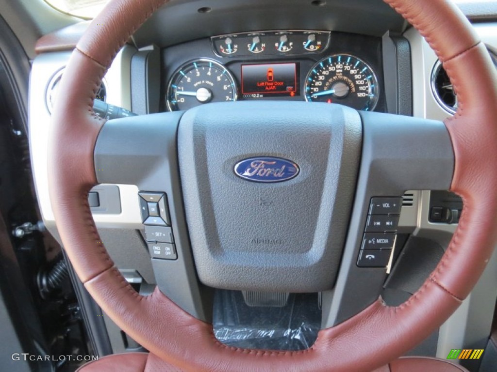 2013 Ford F150 King Ranch SuperCrew King Ranch Chaparral Leather Steering Wheel Photo #73834468