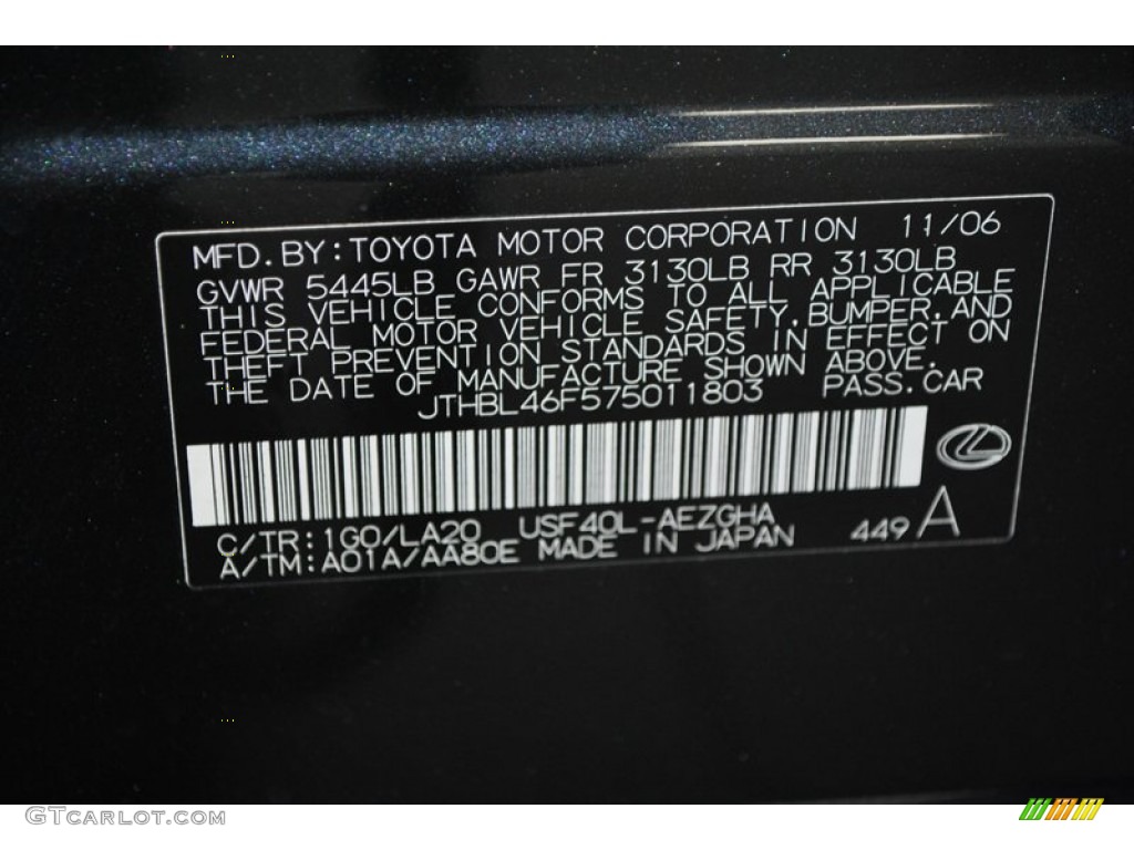 2007 LS Color Code 1G0 for Smokey Granite Mica Photo #73835495
